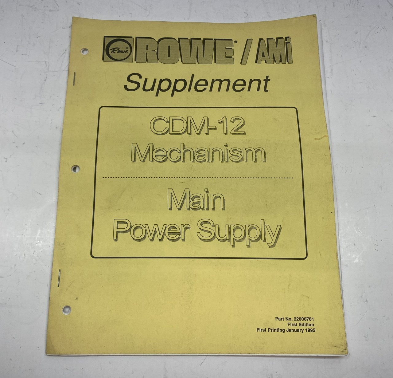 Rowe AMI CDM-12 Mechanism / Power Supply Manual