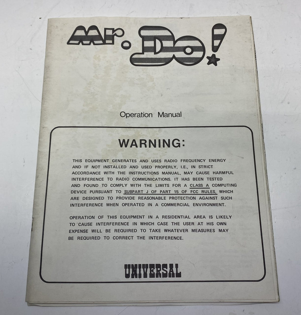 Mr. Do! Operation Manual