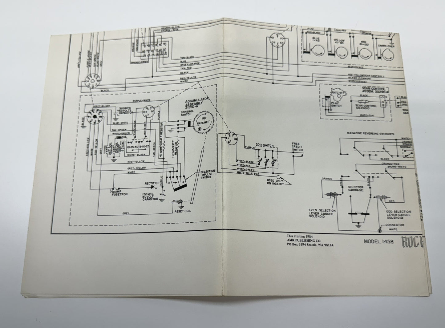 Rock-Ola 1458 Wiring Diagram (Older Reprint)