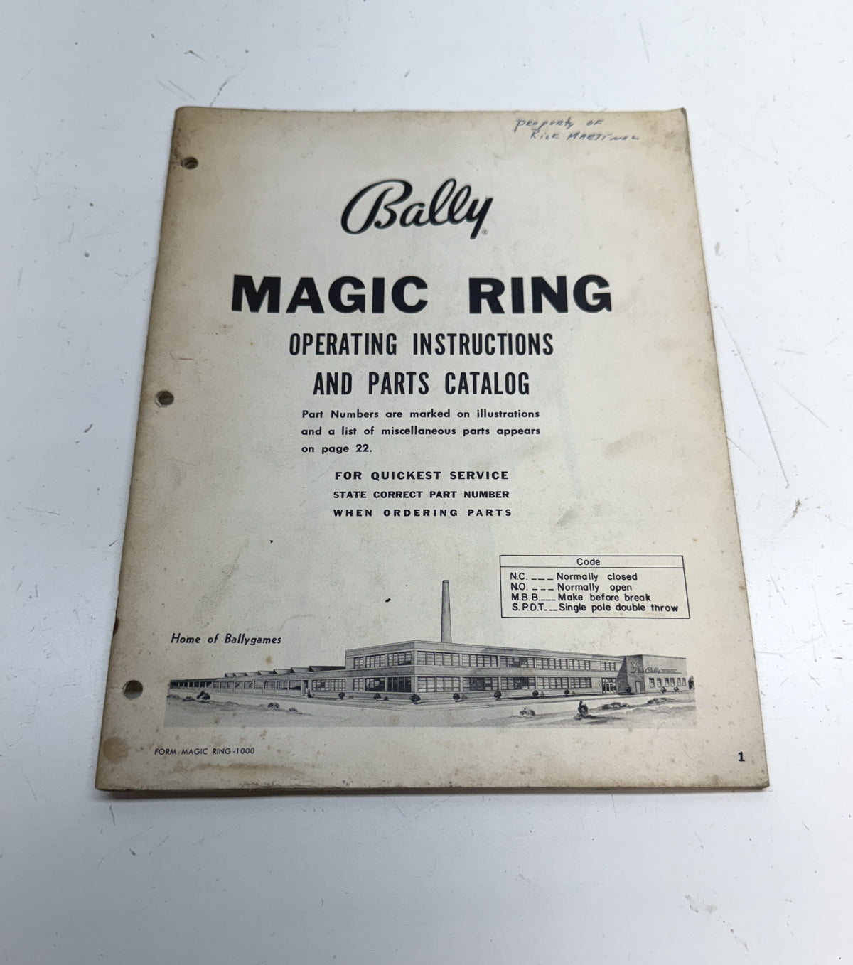 Magic Ring Operating Instructions and Parts Catalog