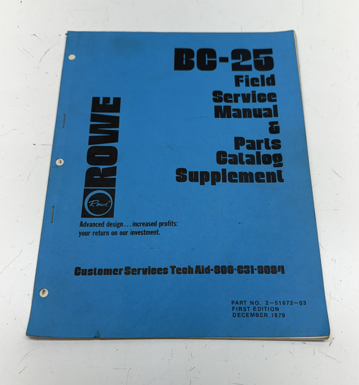 Rowe BC-25 Field Service Manual & Parts Catalog Supplement