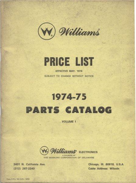 Williams Price List (1974-75)