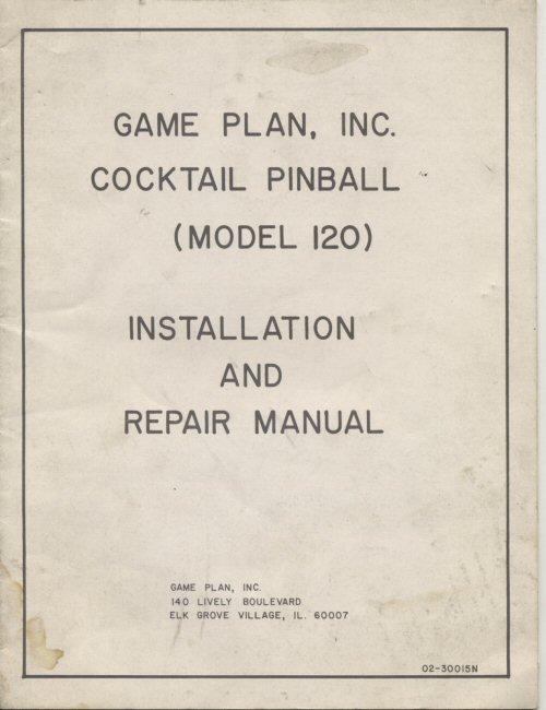 Game Plan Cocktail Pinball Model 120