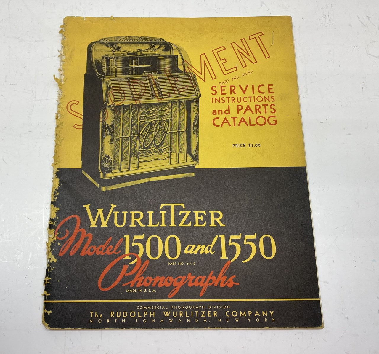 Wurlitzer 1500 and 1550 Service Instructions Supplement