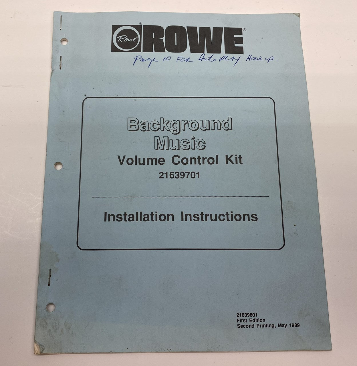 Rowe Background Music Installation Instructions