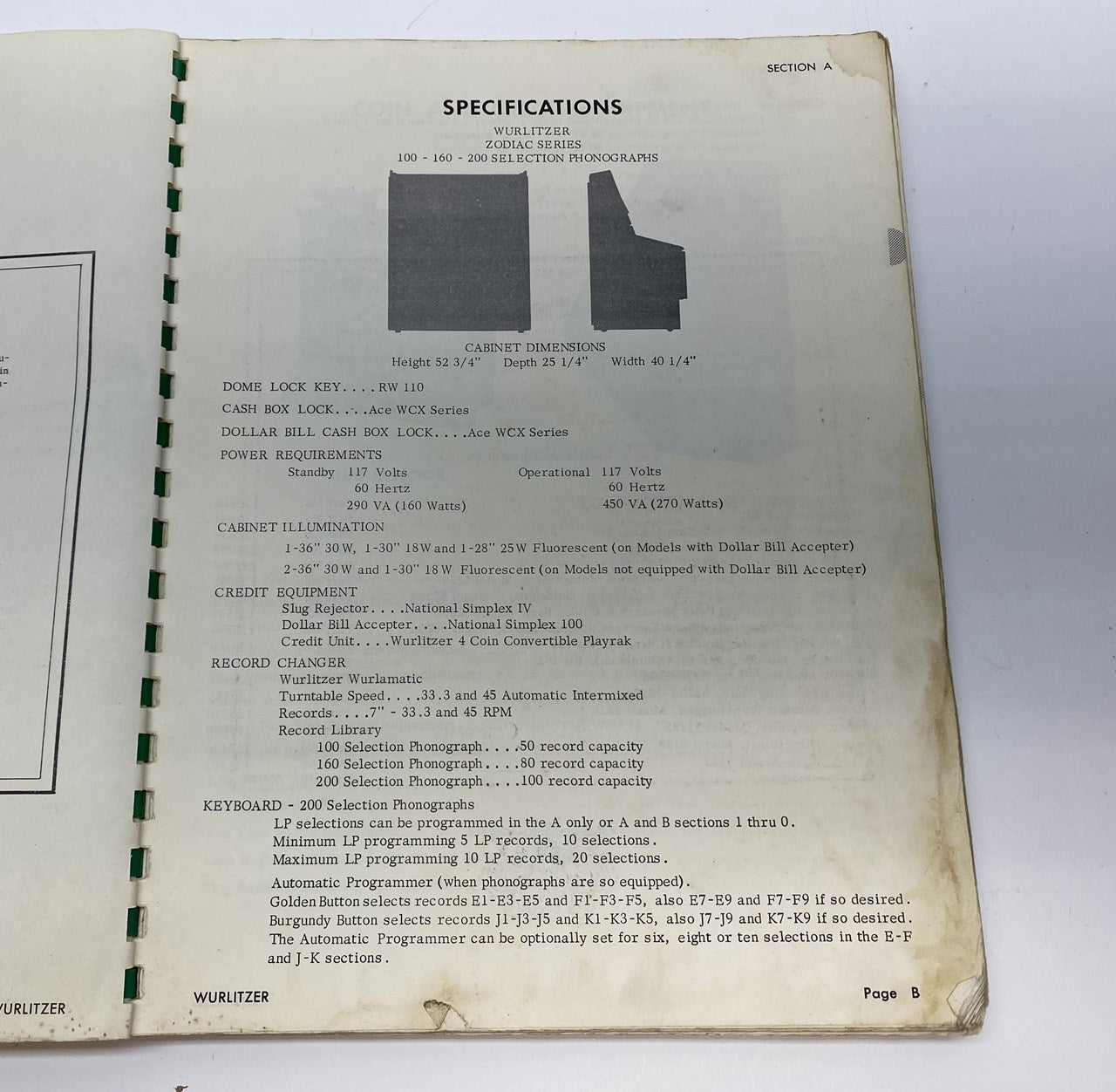 Wurlitzer Zodiac Series Service Manual