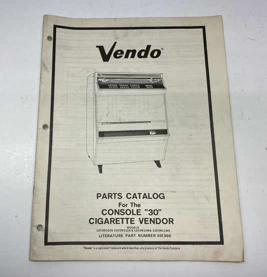 Vendo Console 30 Cigarette Vendor Parts Catalog