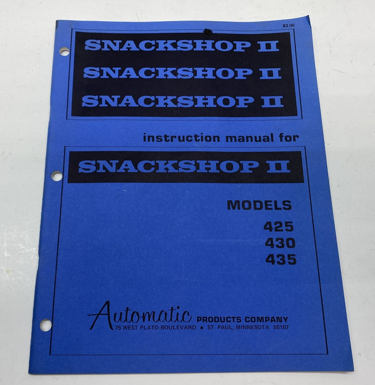 Snackshop II Instruction Manual