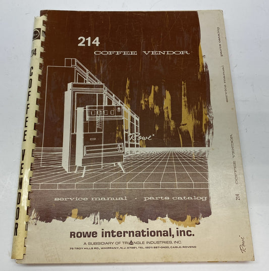 Rowe Model 214 Coffee Vendor Service / Parts Manual