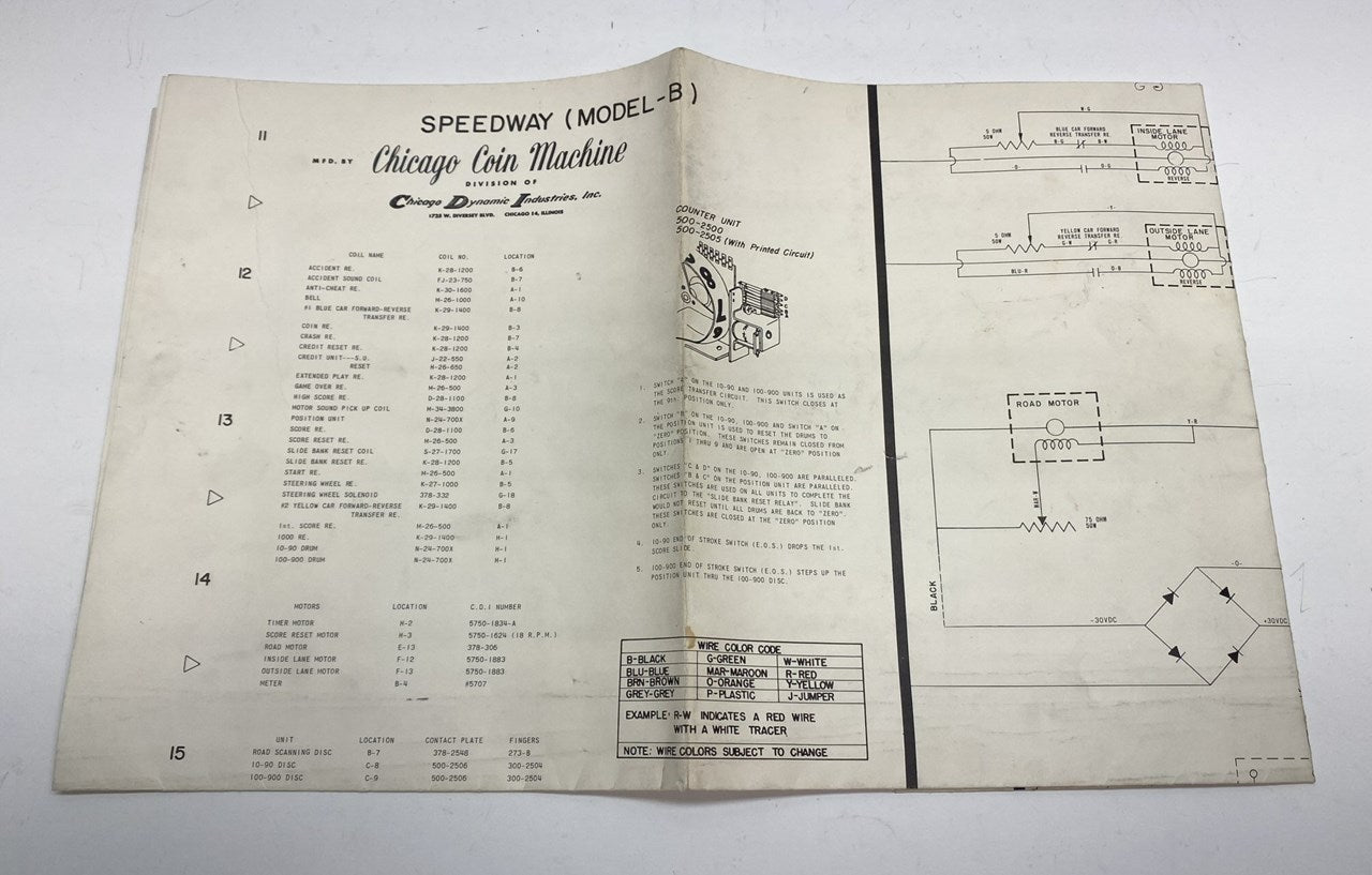 Speedway Schematics (Chicago Coin)