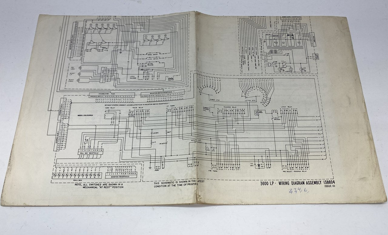 Wurlitzer 3600 LP Wiring / Schematic Diagram