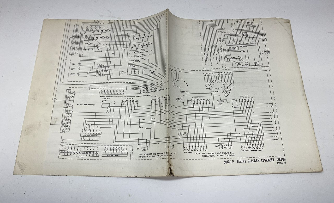 Wurlitzer 3610 LP Wiring / Schematic Diagram