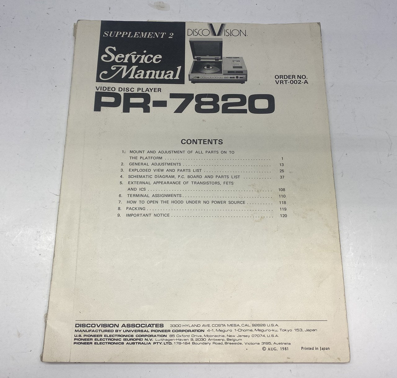 Pioneer PR-7820 Laserdisc Player