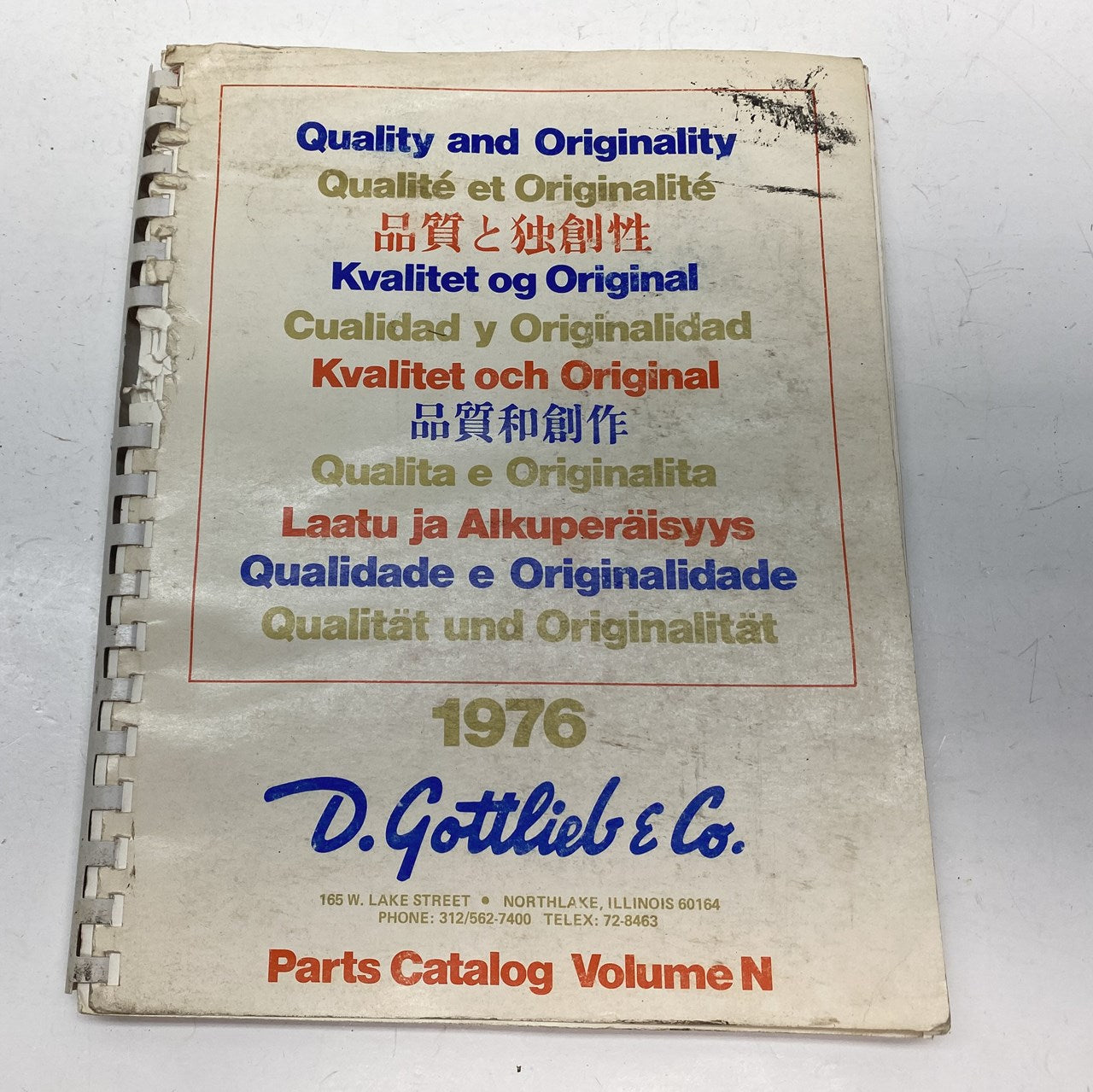 Gottlieb Parts Catalog Volume N 1976