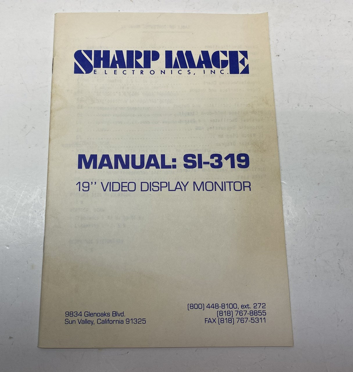 Sharp Image SI-319 Monitor Manual