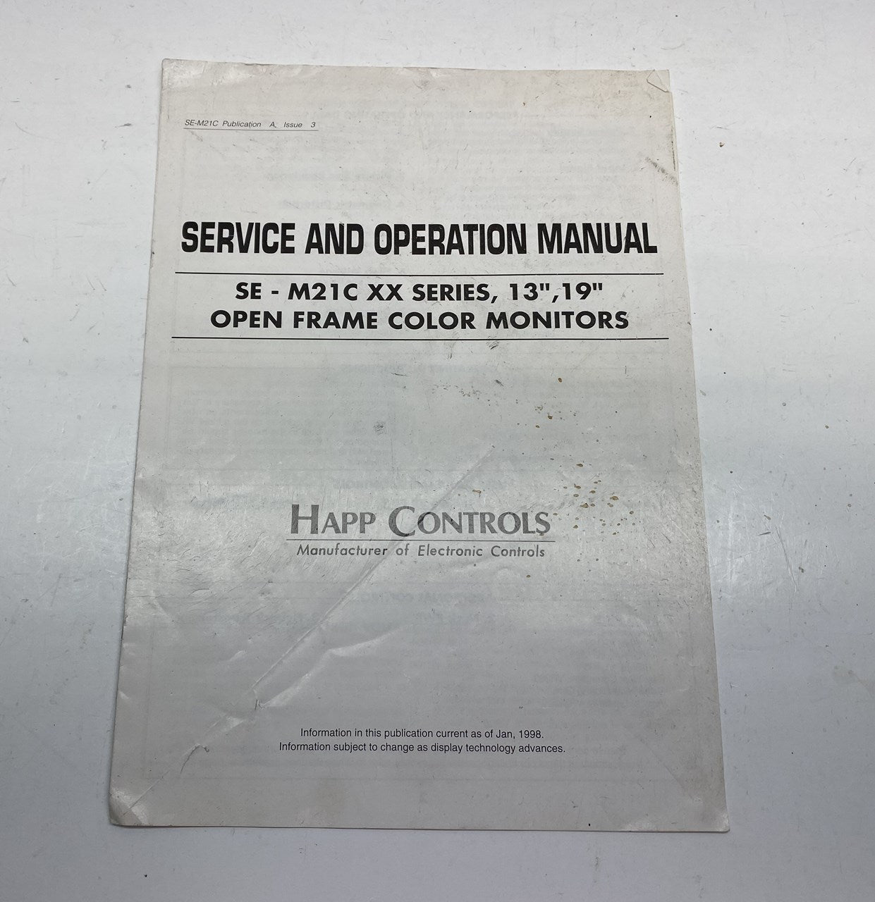 Happ Controls SE-M21C XX Monitor Manual