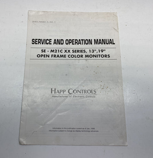 Happ Controls SE-M21C XX Monitor Manual