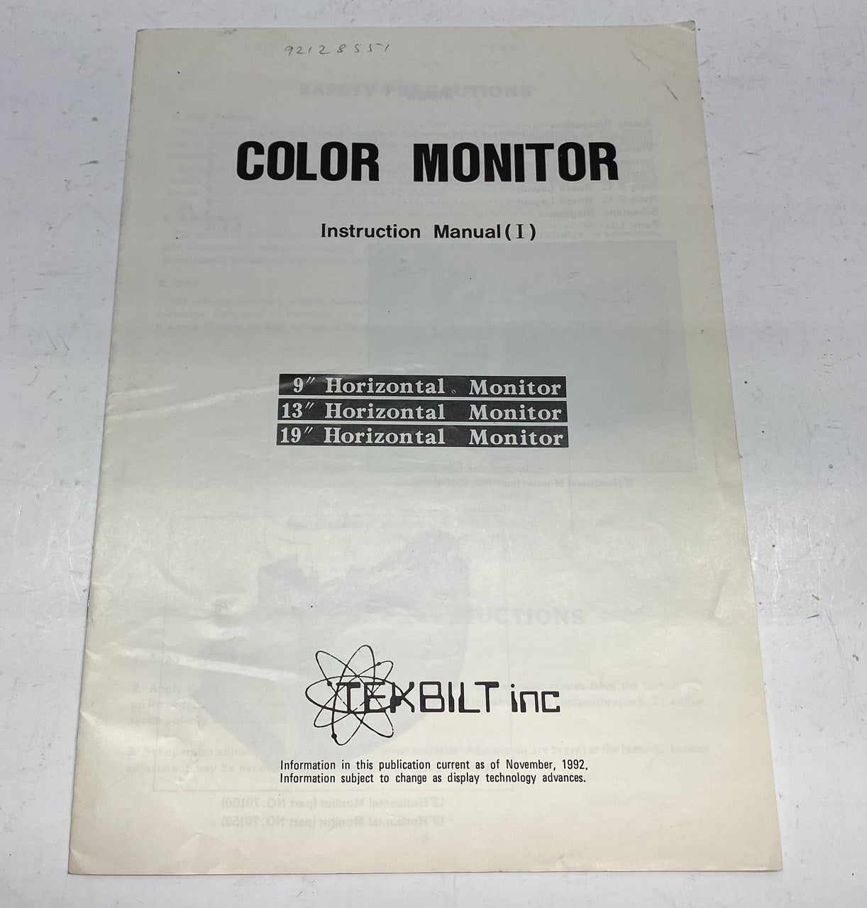 Tekbilt Color Monitor Manual