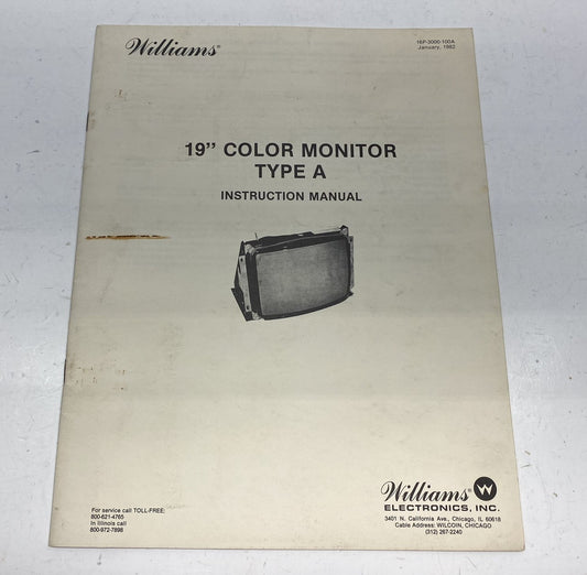 Williams Type A & B Monitor Manual (4600 and G07)