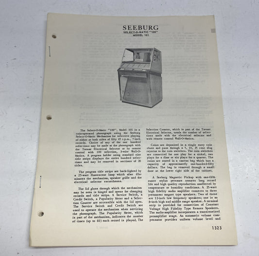 Seeburg Select-O-Matic Models 101 / 161 / 201 Phonograph Manual