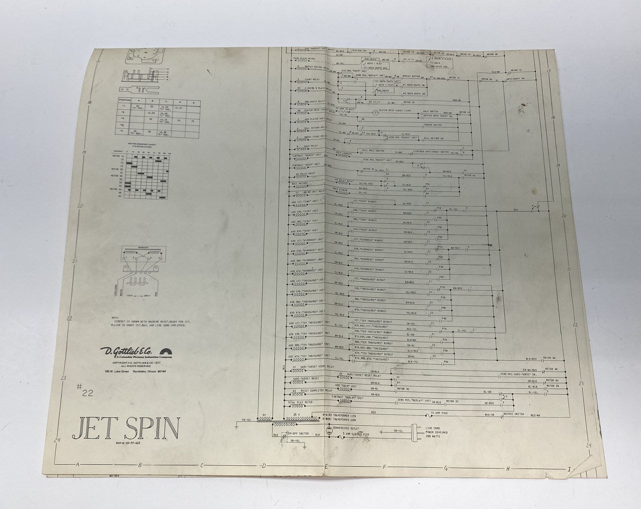 Jet Spin (Gottlieb) Schematics