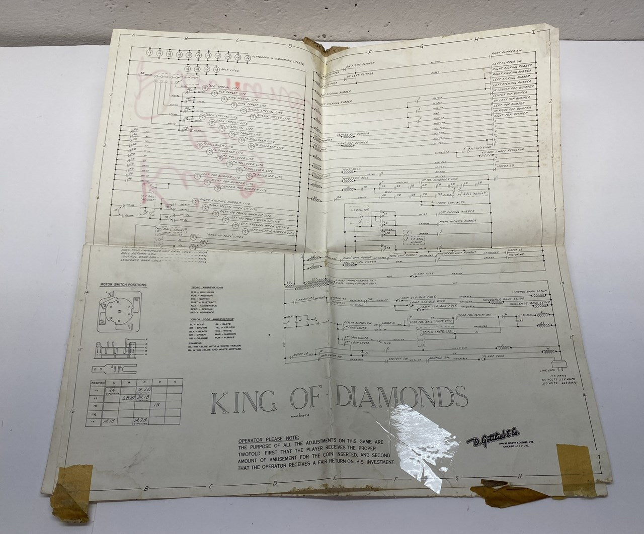 King of Diamonds (Gottlieb) Schematics