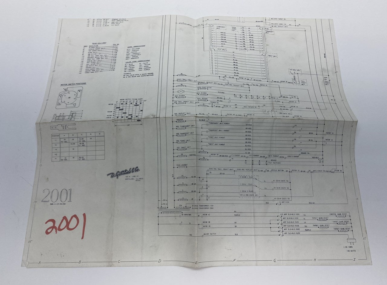 2001 (Gottlieb) Schematics