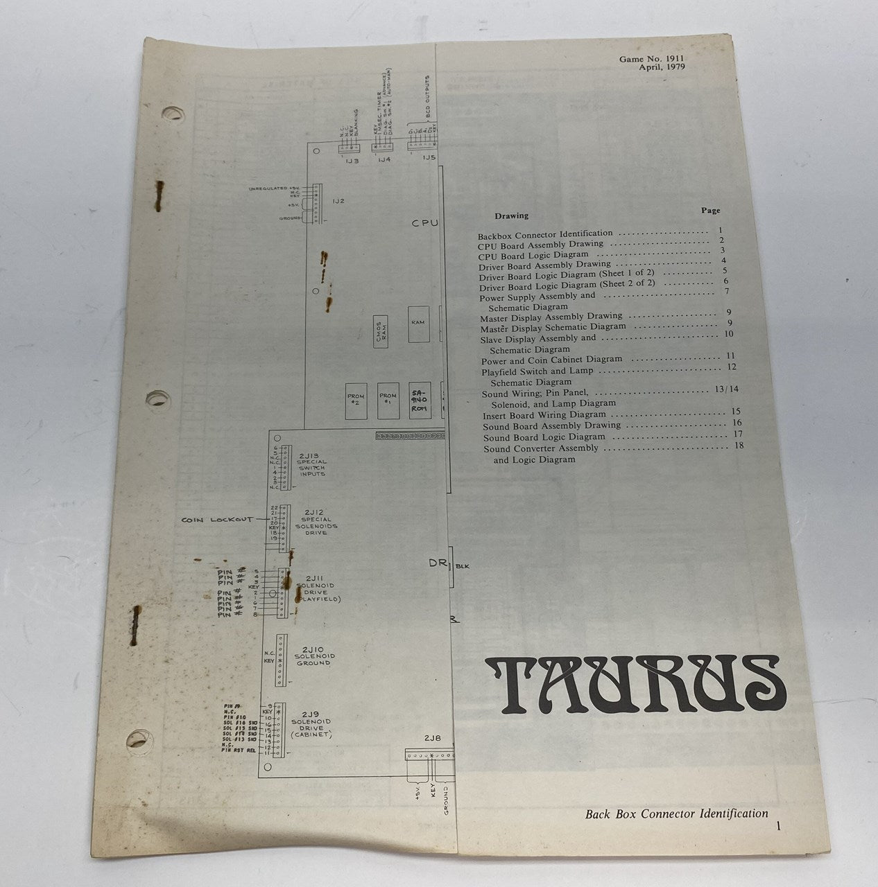 Taurus (Williams) Schematics