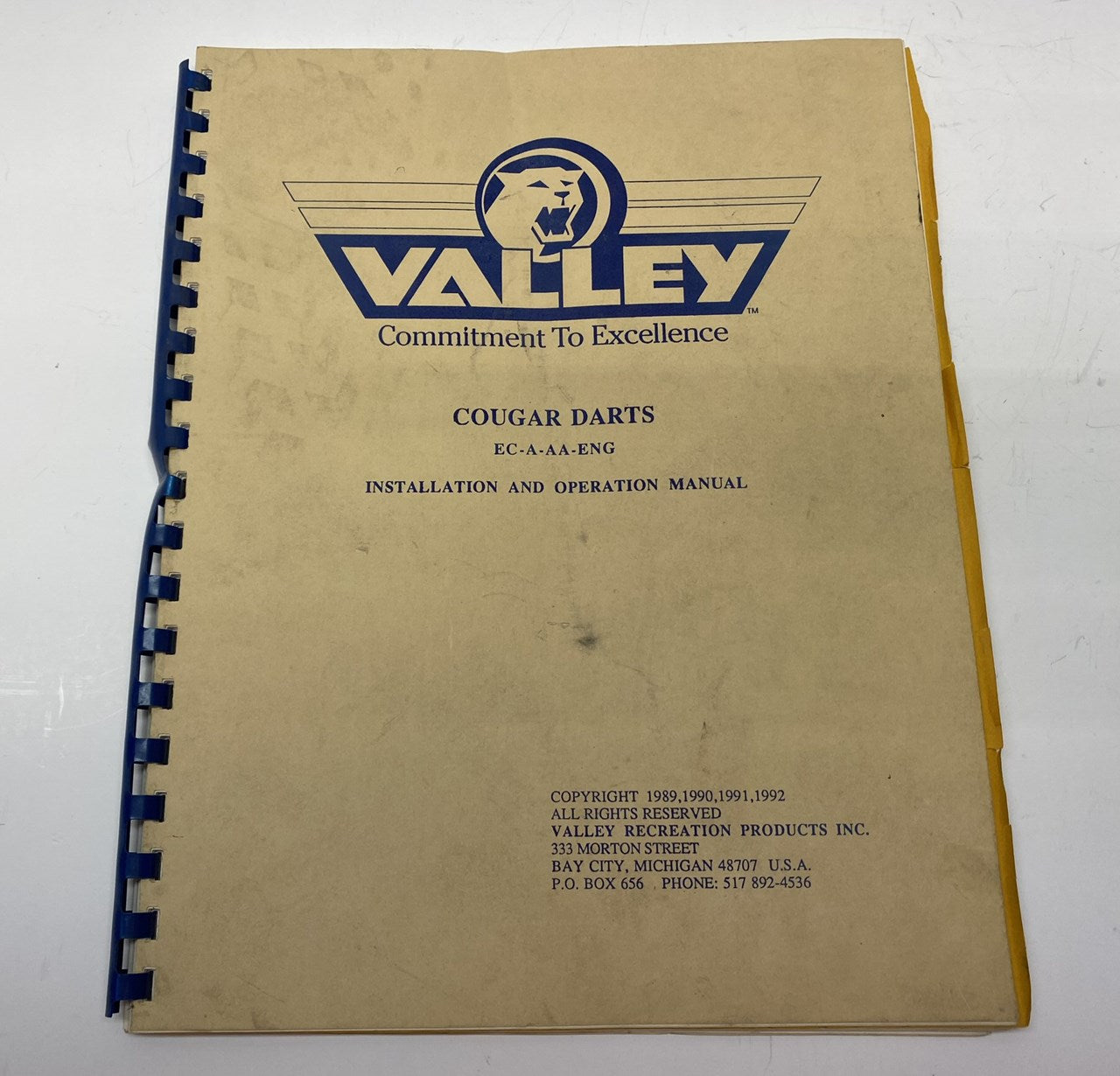 Valley Cougar Darts EC-A-AA-ENG Manual