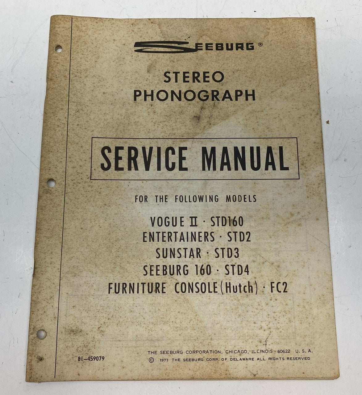 Seeburg Vogue II, Entertainers, Sunstar, 160 Service Manual