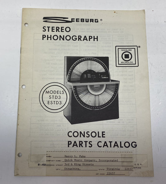 Seeburg STD3 and ESTD3 Parts Catalog