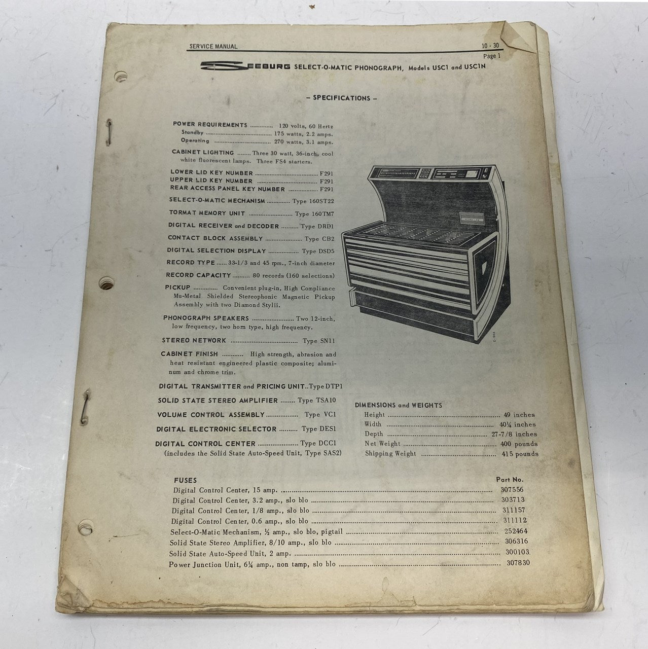 Seeburg USC1 / USC1N Service Manual