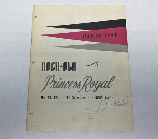 Rock-Ola 424 Princess Royal Parts List Manual