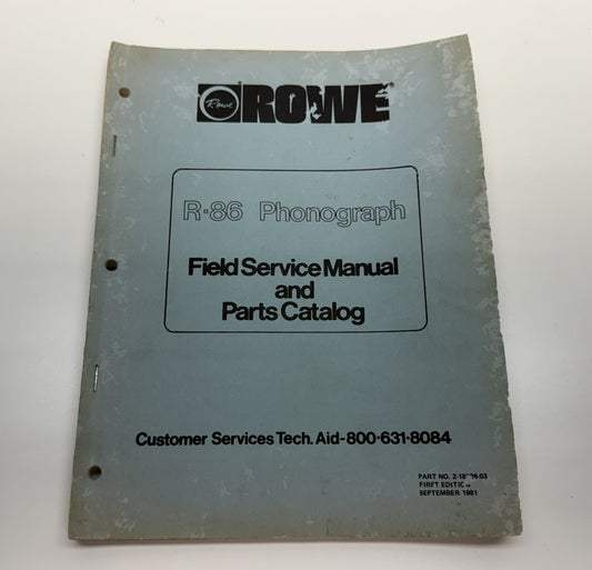 Rowe R-86 Field Service Manual and Parts Catalog