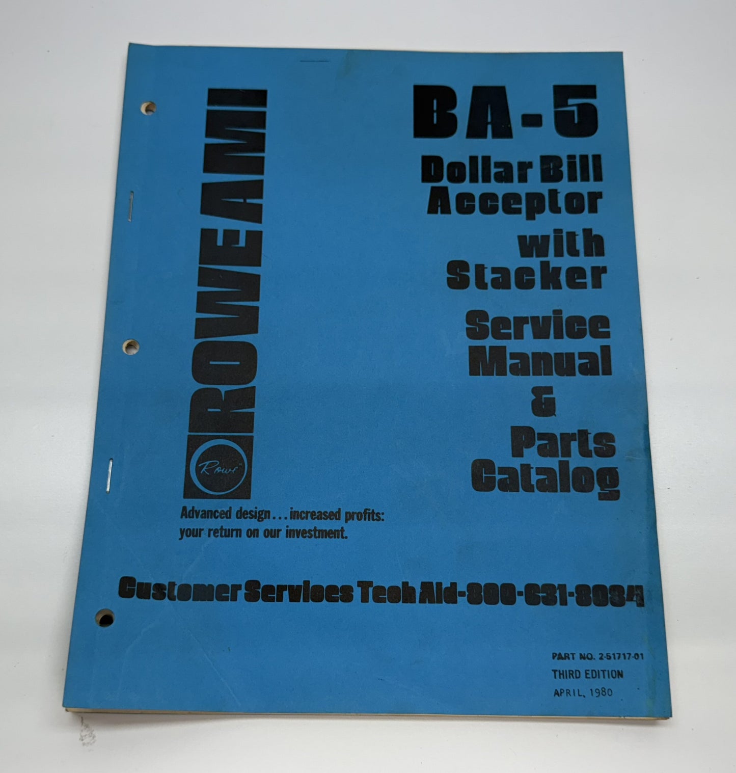 Rowe BA-5 Dollar Bill Acceptor Service Manual and Parts Catalog