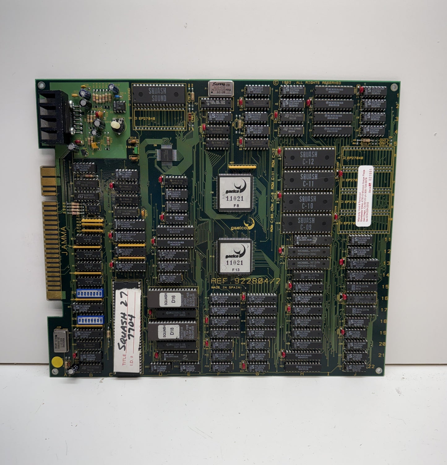 Squash Arcade Circuit Board, Works