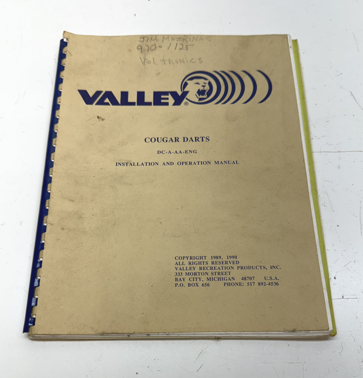 Valley Cougar Darts DC-A-AA-ENG Manual