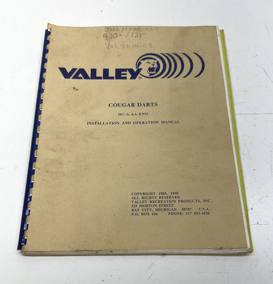 Valley Cougar Darts DC-A-AA-ENG Manual