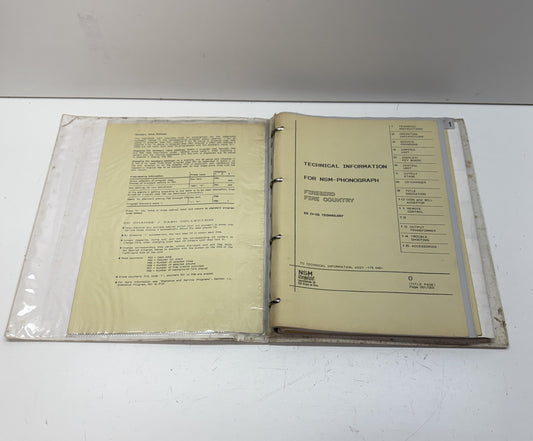 NSM Firebird Fire Country Phonograph / Jukebox Service Binder