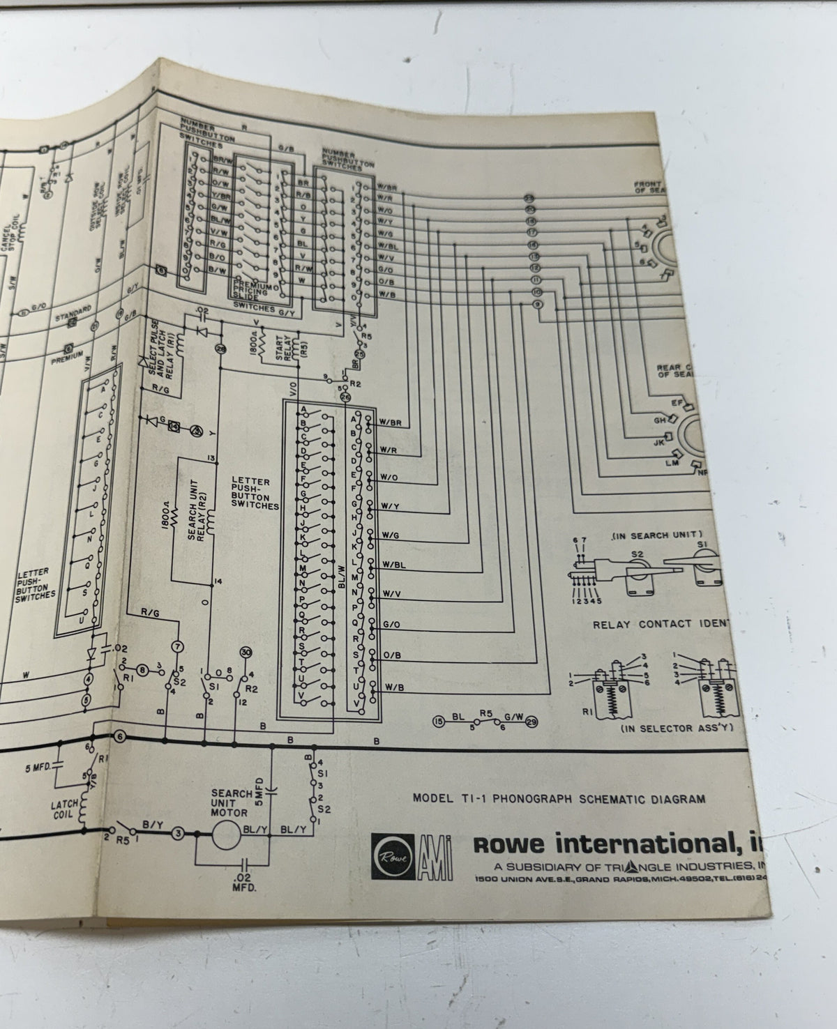 Rowe TI-1 Phonograph Wiring Diagram