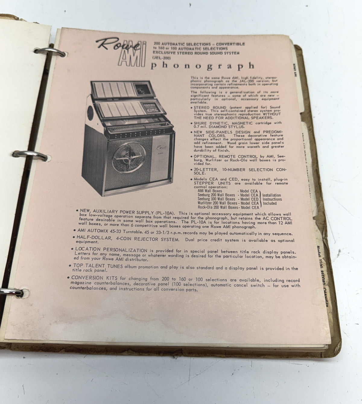 Rowe AMI Phonograph Installation Manual / Parts Catalog