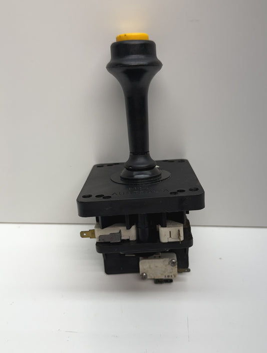 MCA 2/4/8-Way Black Microswitch Joystick, Yellow Button, NOS