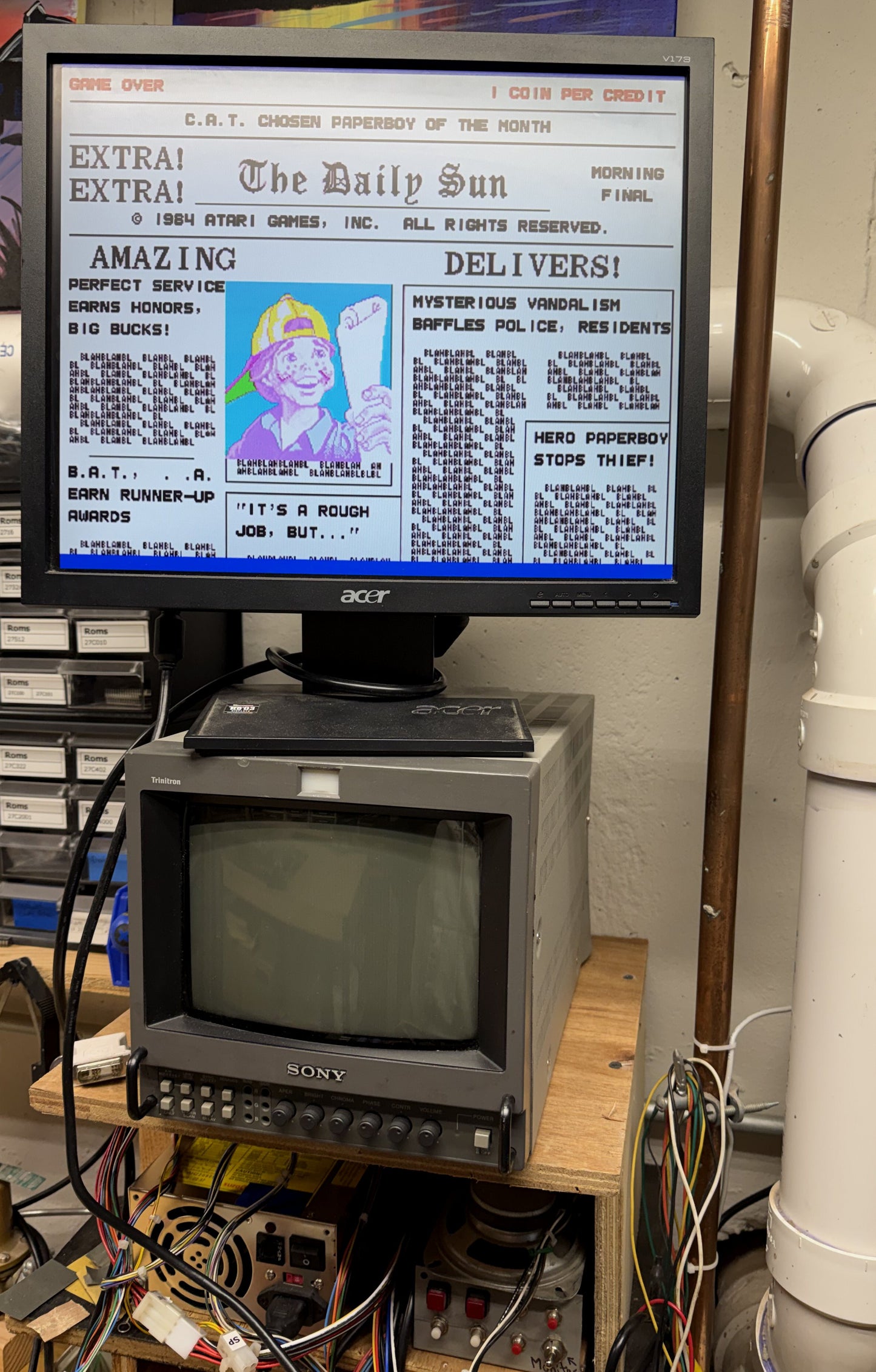 Paperboy CPU & Video Board for Repair, CPU Board Works?