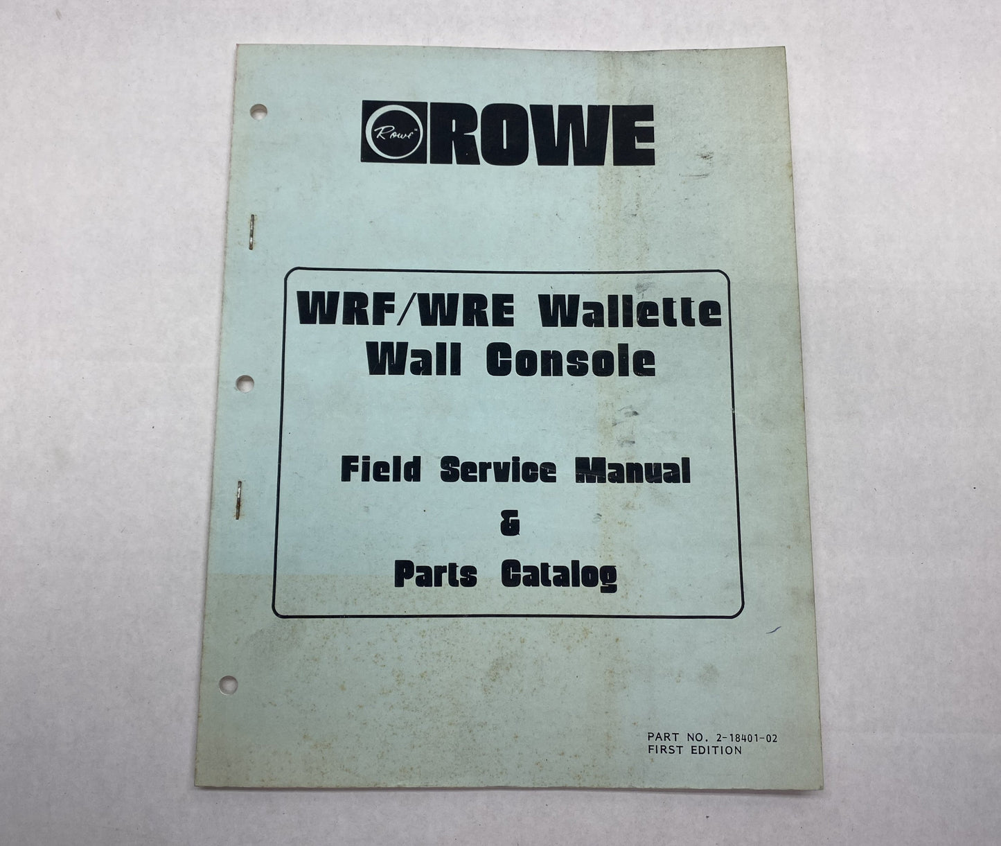 Rowe WRF / WRE Wallette Wall Console Manual