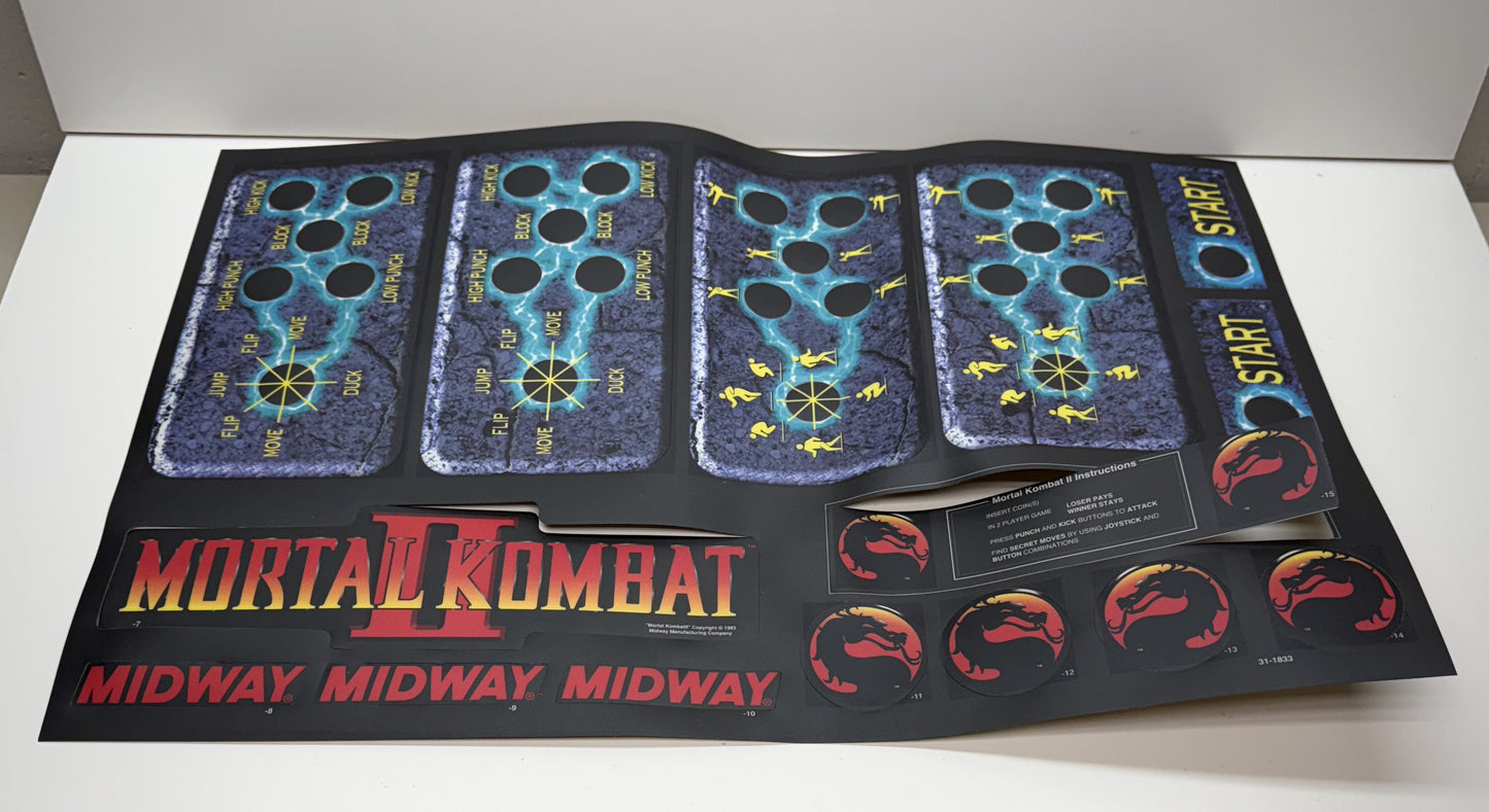 Mortal Kombat II NOS Control Panel Decals
