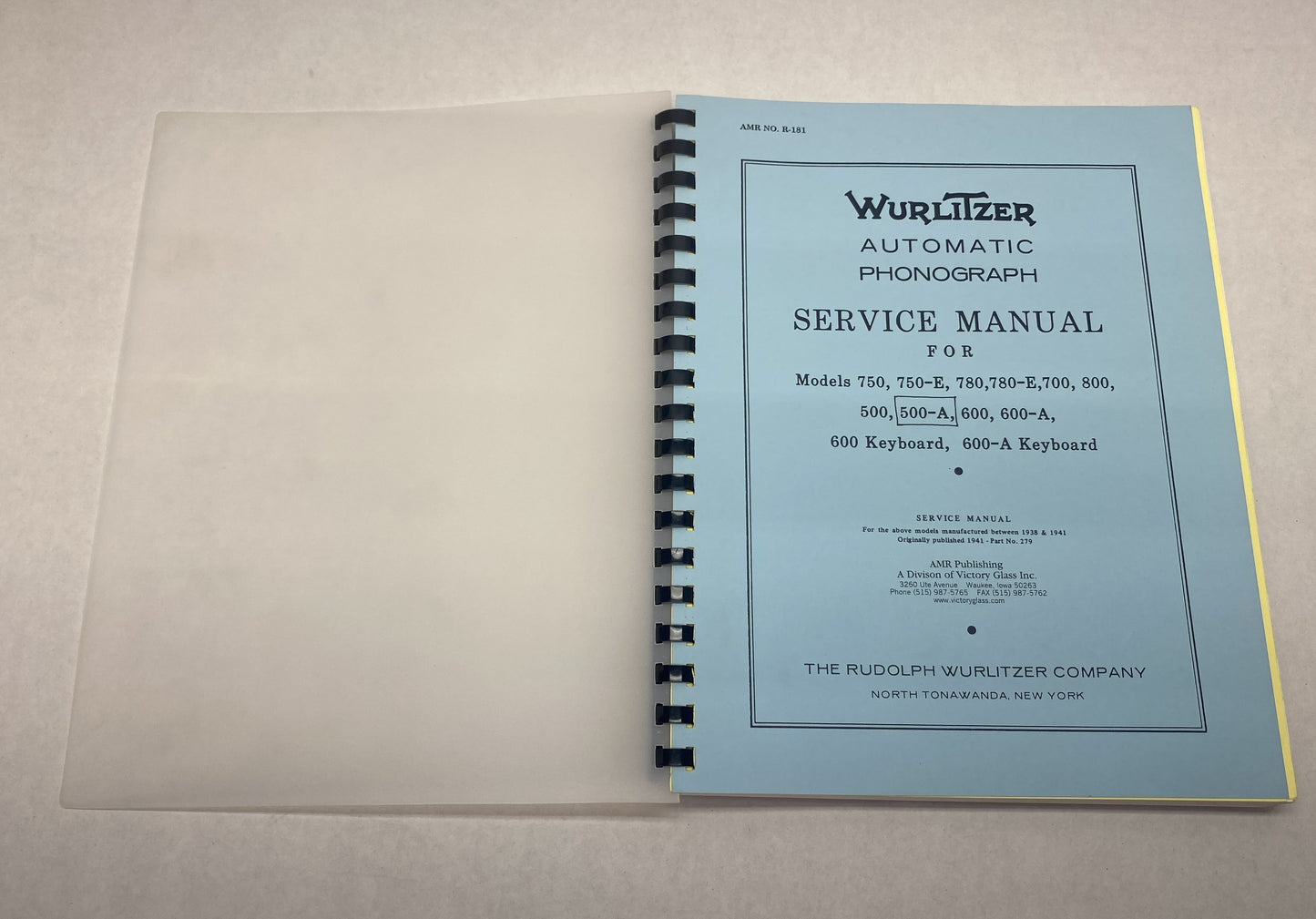 Wurlitzer 500-800 Series Manual (Reprint)